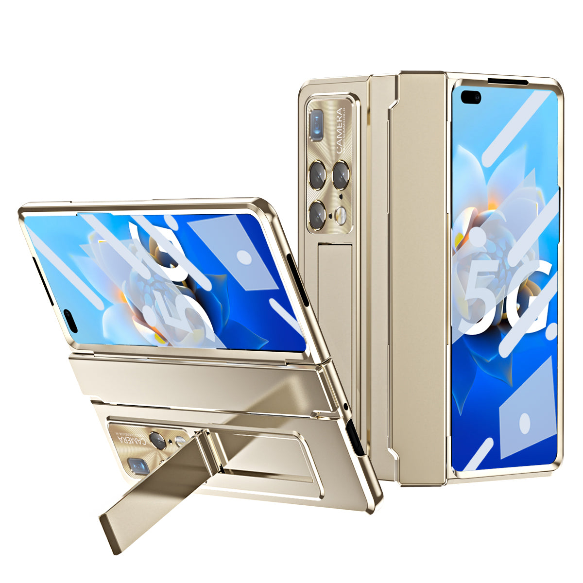 For Huawei Mate X2 Kickstand Hard PC Case Hinge Protection Phone Cover with Lens Film and Tempered Glass Screen Film For Huawei Mate X2 Kickstand Hard PC Case Hinge Protection Phone Cover with Lens Film and Tempered Glass Screen Film